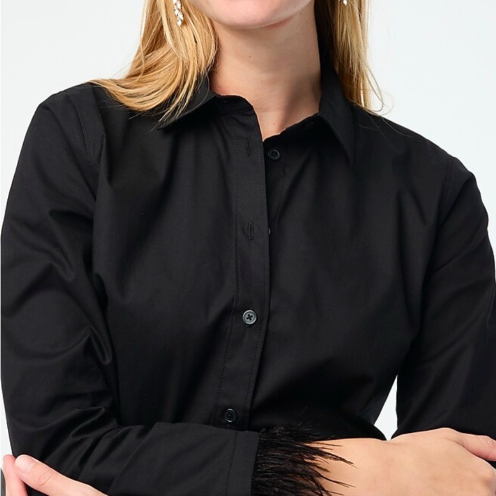 J. Crew Black Embellished Button Down Shirt